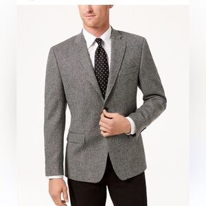 Lauren Ralph Men’s Black White 100% Wool Herringbone Slim Fit Sport Coat 40R